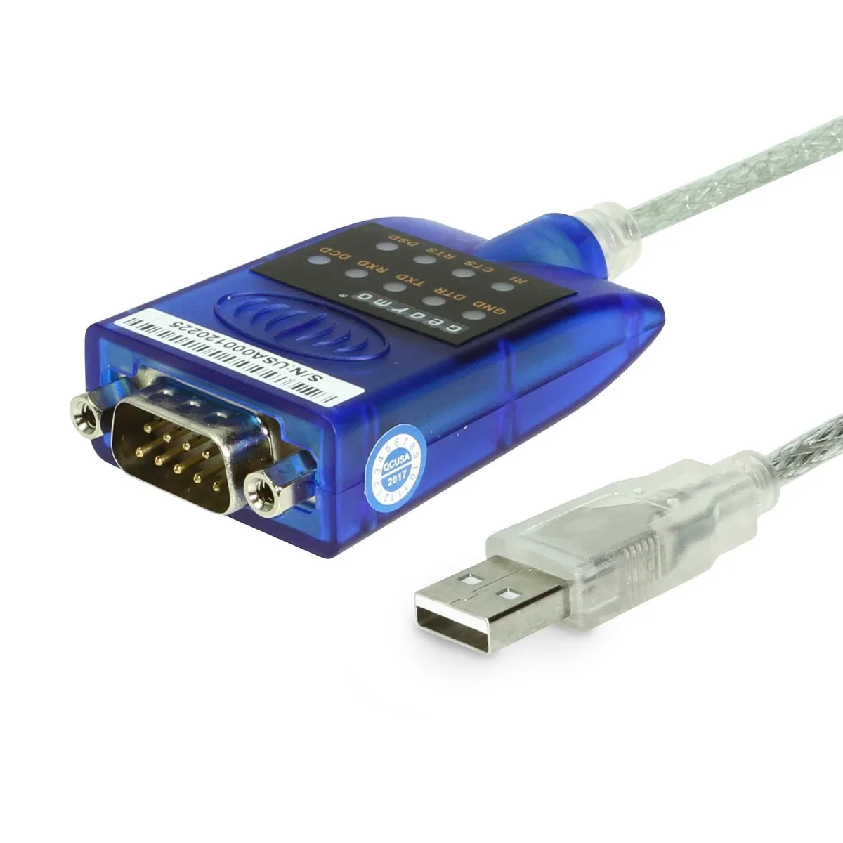  Gearmo FTDI-LED USB to RS-232 Serial Adapter with LED Indicators, 5ft Cable — product photo