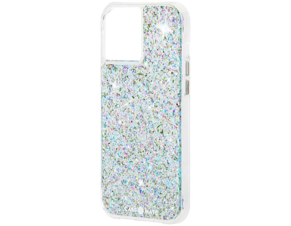 Clear phone case with multi-coloured confetti glitter inside, slim fit for iPhone 12/12 Pro