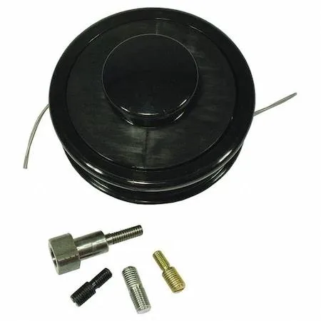 Stens 385-154 bump feed trimmer head, black plastic body with silver spool cap