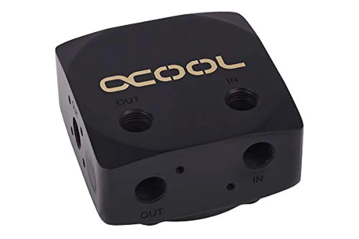 Alphacool Eisdecke D5 brass pump top in deep black finish