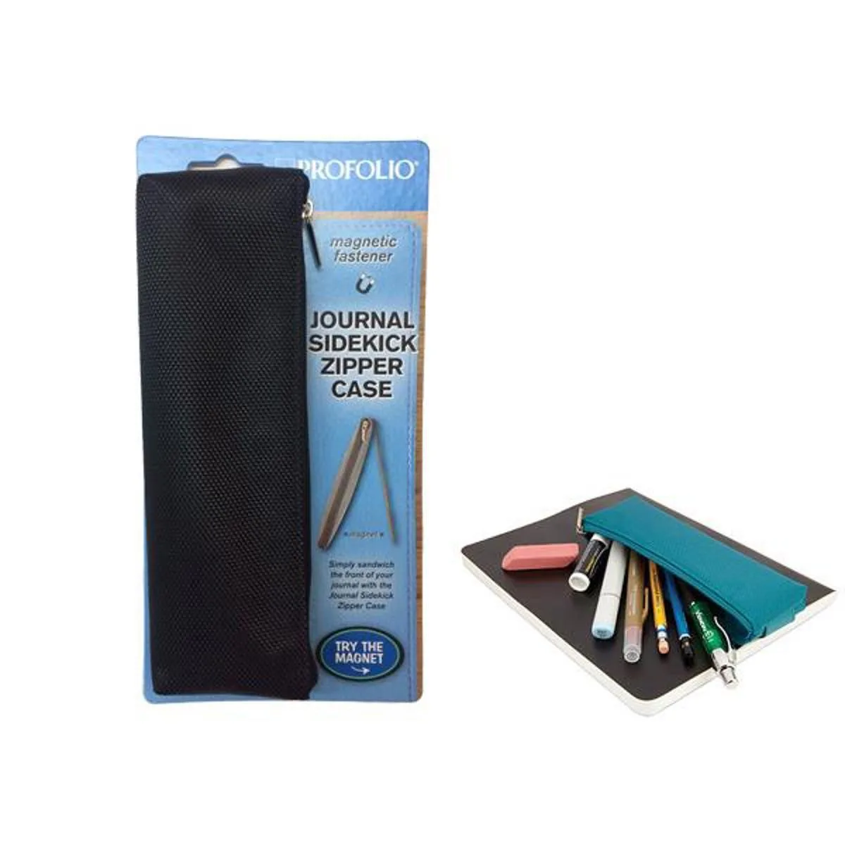 Itoya Of America, Ltd Itoya Of America, Ltd ProFolio Journal Sidekick Zipper Case Magnetic Pen Holder Black — product photo