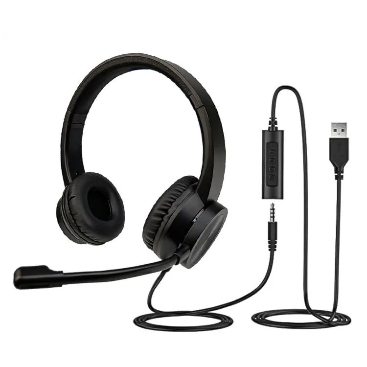 WEIHE WEIHE Active Noise Cancelling Wired Headset Black 3.5mm USB 40mm 2.0m — product photo
