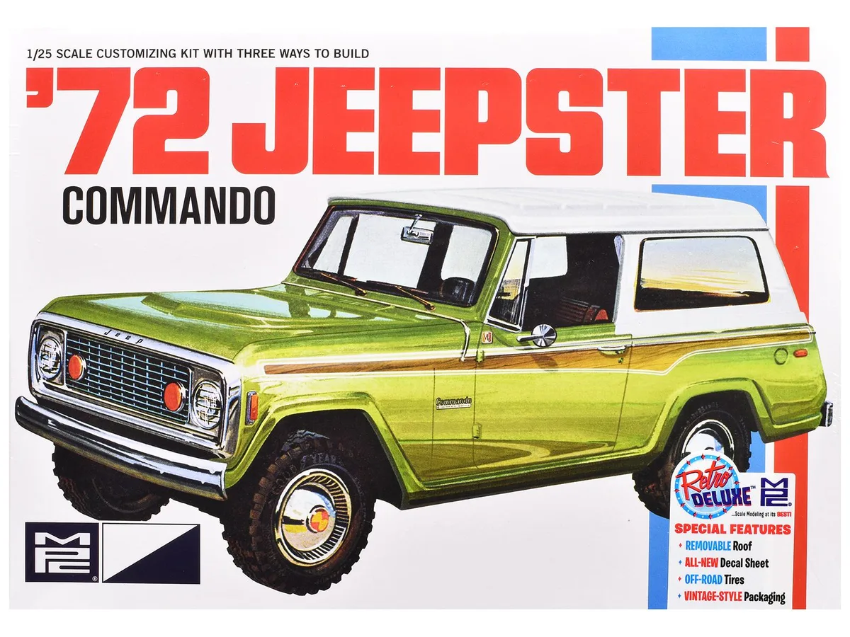 Mpc Mpc 1972 Jeep Jeepster Commando 1/25 Scale Model Kit 193 Parts — product photo
