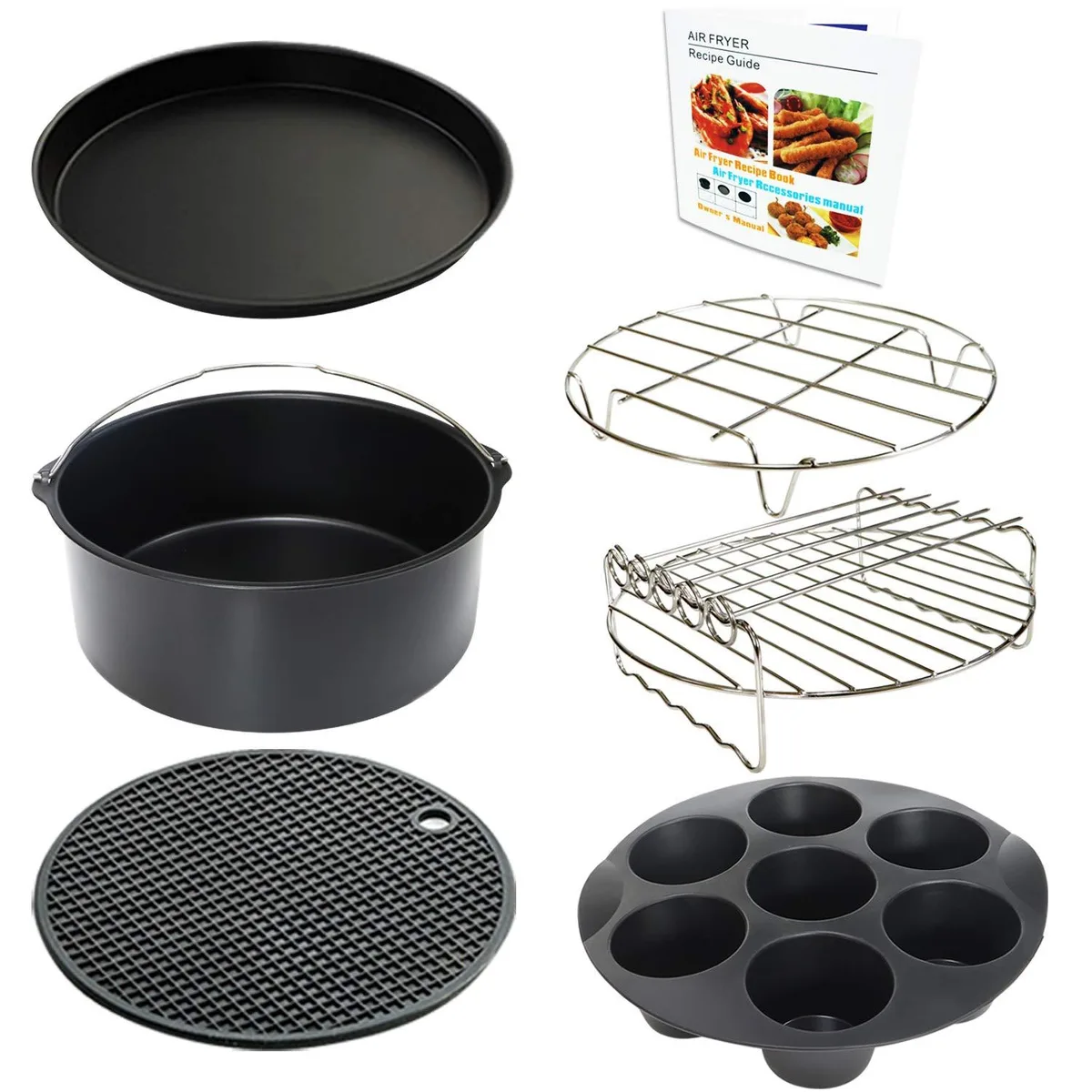 TINMIX 7-Piece Air Fryer Accessory Set 5.8 Qt 8 Inch — product photo