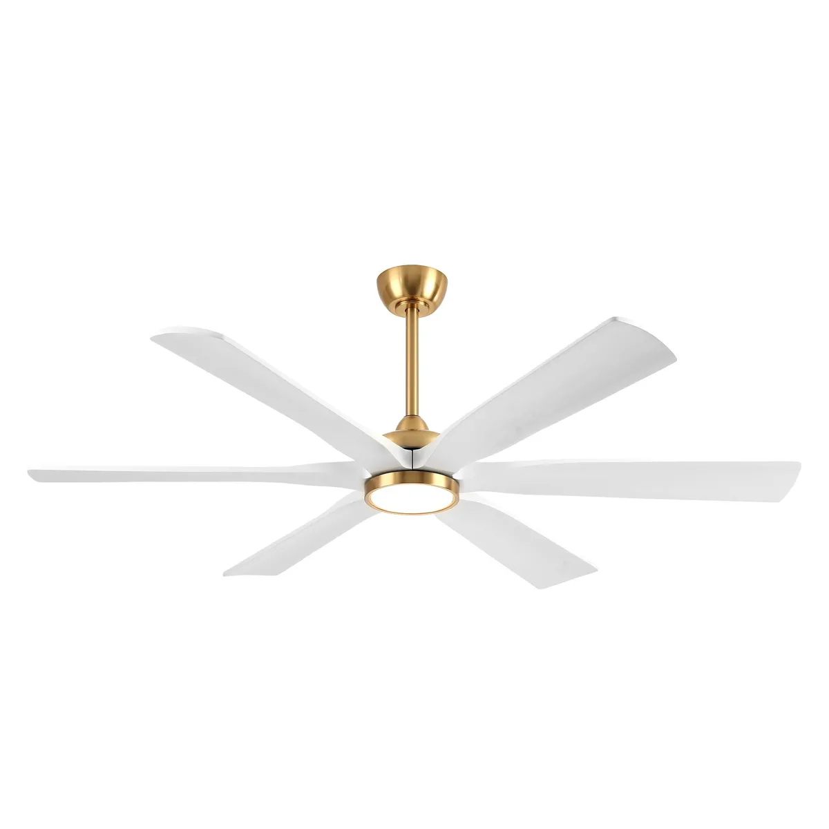 SHREEFINDEE SHREEFINDEE 608 60in 6 Blade Walnut Solid Wood Ceiling Fan DC Motor 7855 CFM 3CCT LED 3 Downrods 6 12 24in — product photo