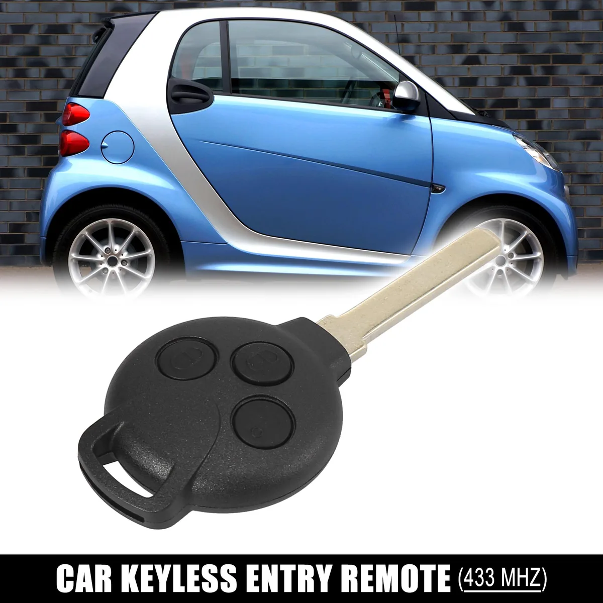 Unique-Bargains Unique-Bargains Replacement Key Fob 433MHz Smart Fortwo 2007-2013 3 Button — product photo