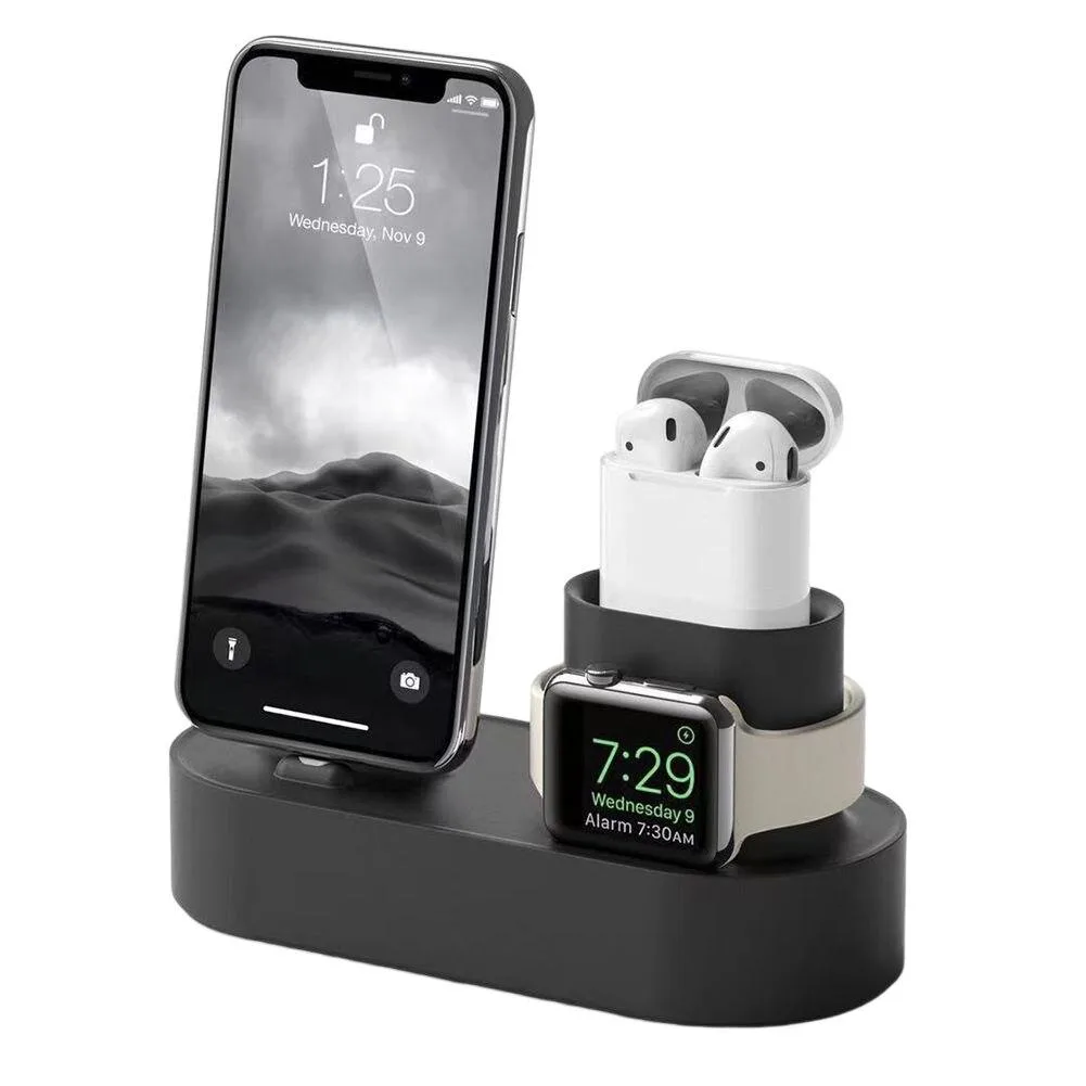 YINGHUA YINGHUA 3-in-1 Phone Watch Bracket Silicone Charging Dock Black — product photo