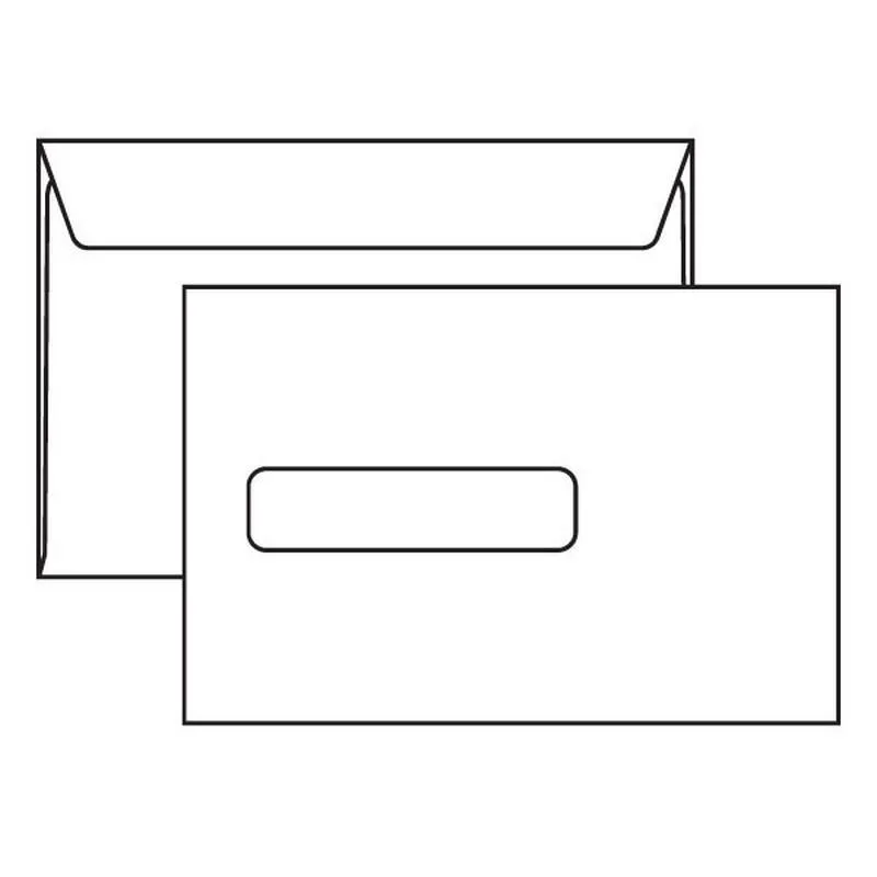 Box of 1000 white booklet envelopes with clear window