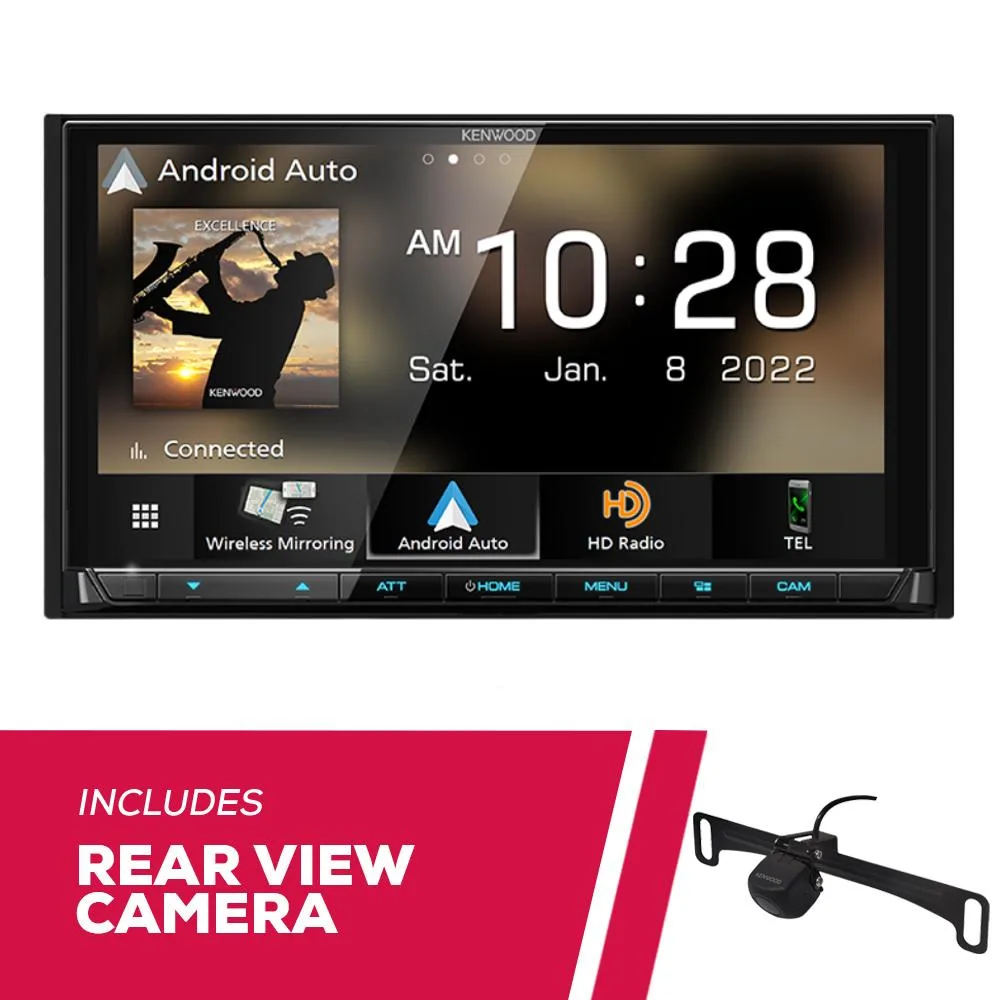 KENWOOD KENWOOD DMX958XR 6.8" Multimedia Receiver with CMOS-230LP1 Backup Camera — product photo