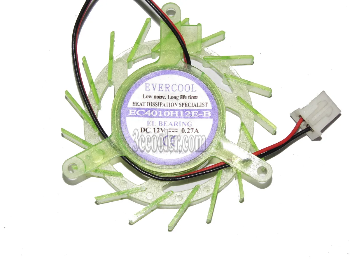 OEM Industries OEM Industries EC4010H12E-B 12V .27A green 2-pin fan CPU cooler — product photo