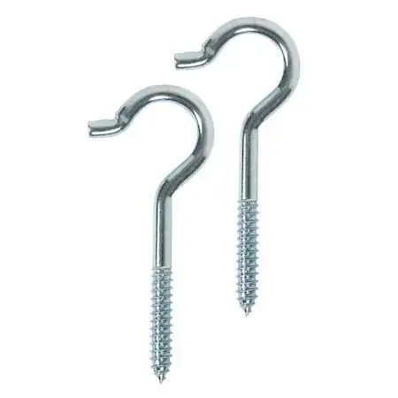 Twenty silver steel ceiling hooks with screw threads and looped ends