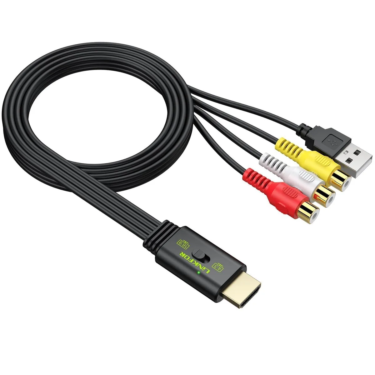  LiNKFOR ULK071 RCA to HDMI Media Converter 1080P 16:9/4:3 PAL/NTSC Wii PS1 PS2 N64 — product photo