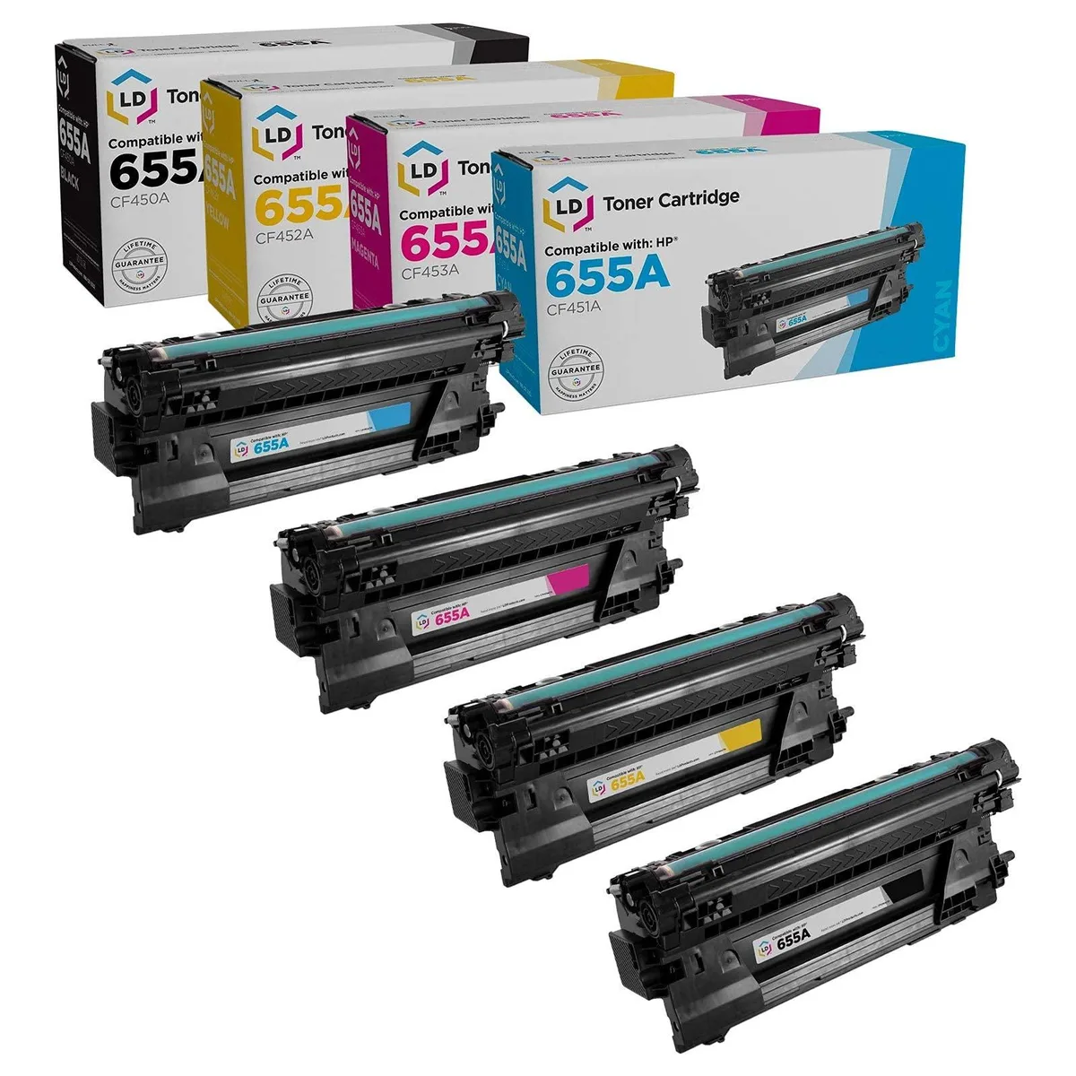 LD Products LD Products HP 655A Compatible Toner Cartridge 4-Pack (CF450A/451A/453A/452A) — product photo