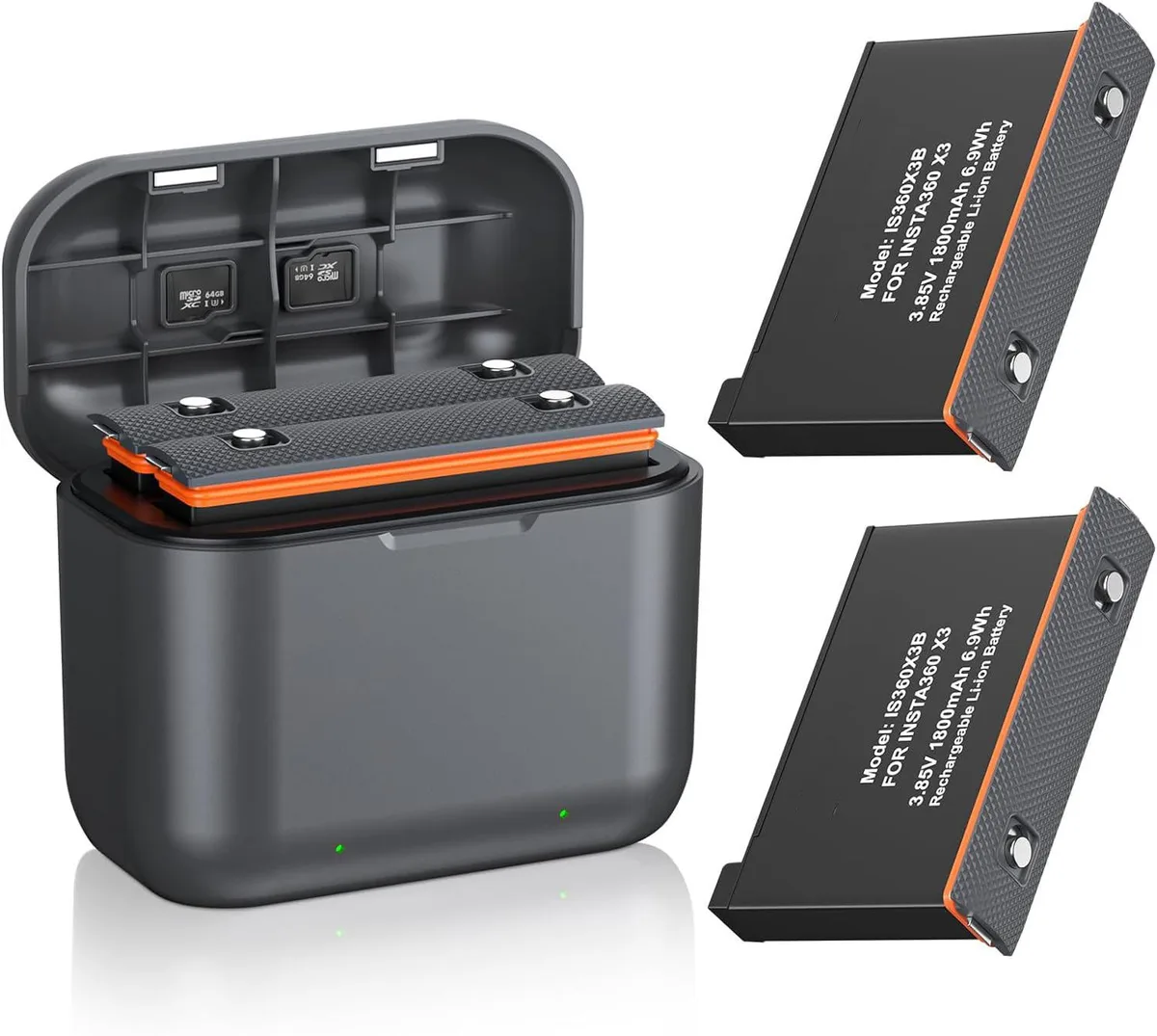 BONAEVER BONAEVER Insta360 X3 Battery 1800mAh 2-Pack Dual Slot USB Charger Hub — product photo