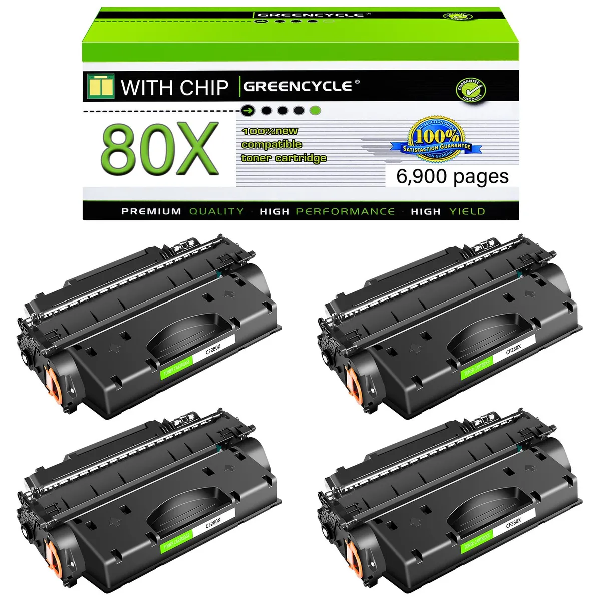 GREENCYCLE GREENCYCLE CF280X Compatible Toner Cartridge 4-Pack Black 6900 Pages — product photo