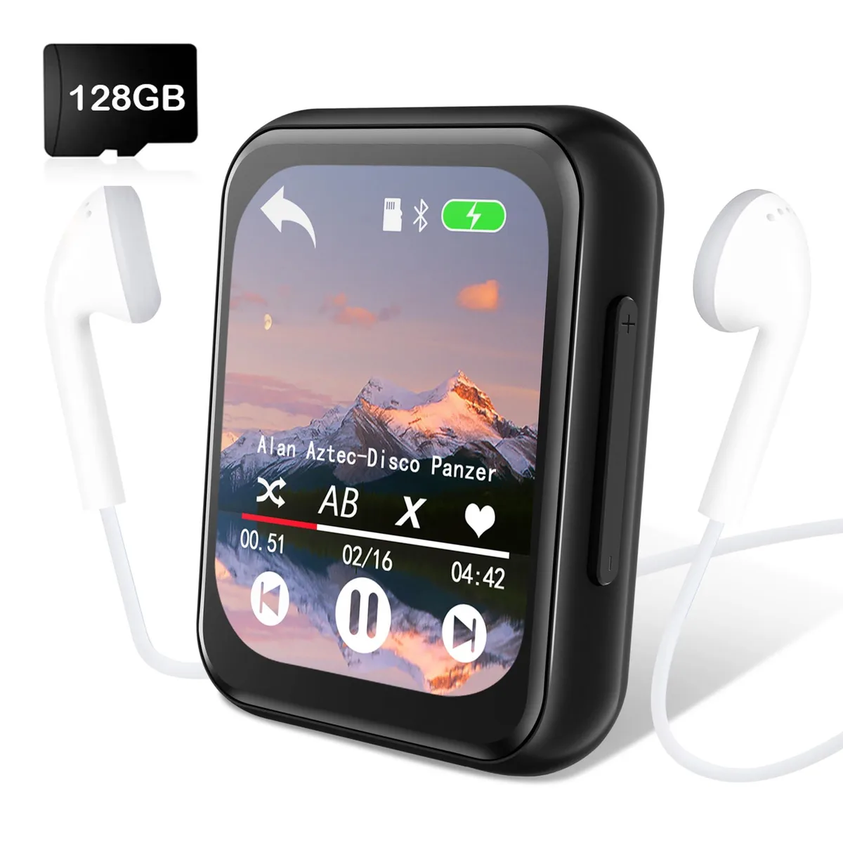  AiMoonsa 128GB MP3 Player Bluetooth 5.3 2.0in Touch Black — product photo