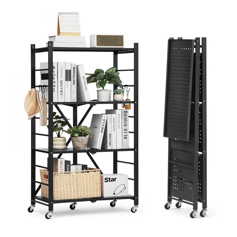 VEVOR VEVOR 4-Tier Foldable Storage Shelf 26W x 13D x 46H Black — product photo