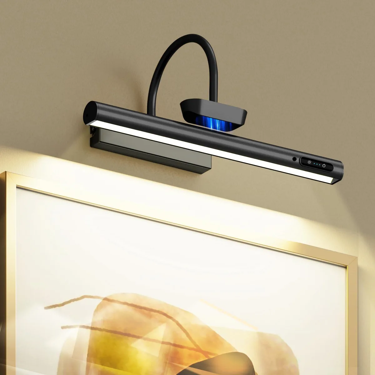 13.8in LED picture light 300lm 4000mAh black — product photo