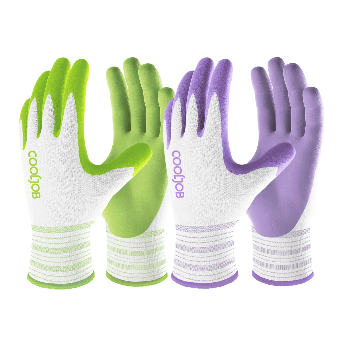 COOLJOB F132D08PG Gardening Gloves 6 Pair Medium Purple Green — product photo