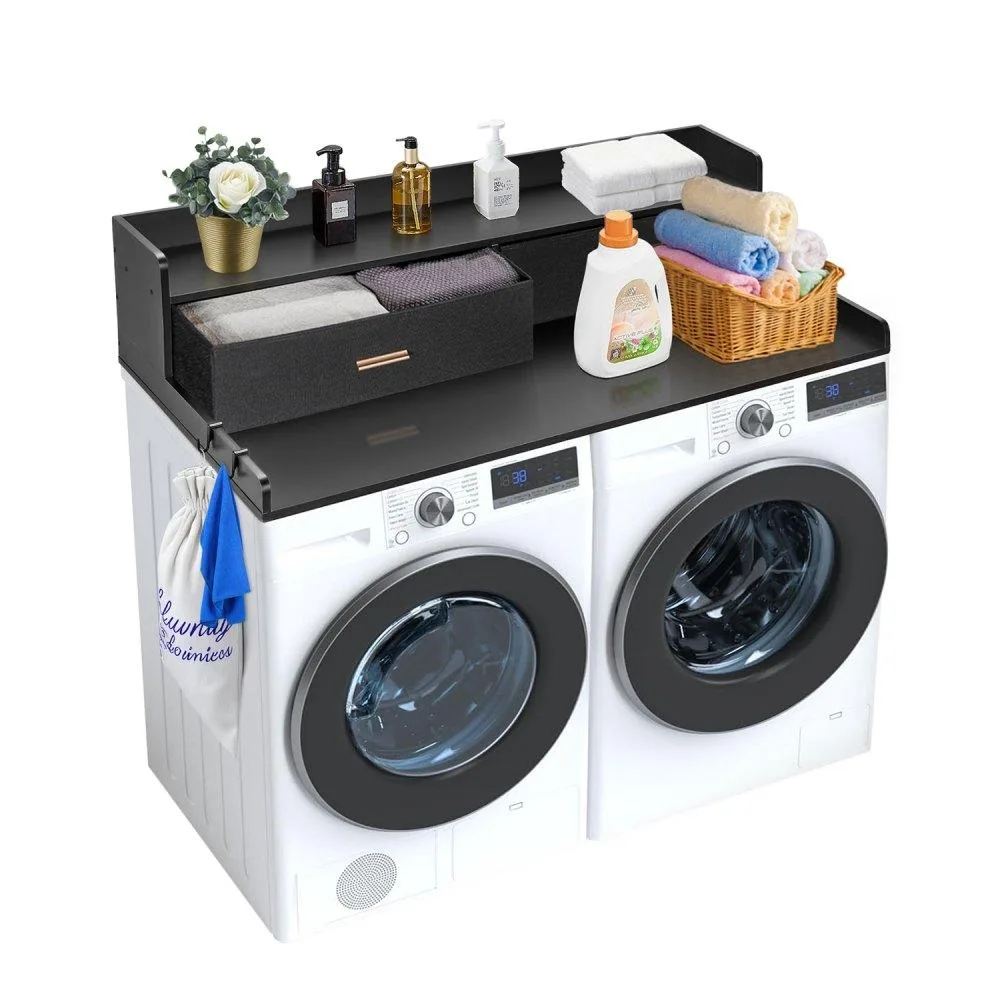 VEVOR VEVOR Washer Dryer Countertop 54" x 27" 2 Drawers 2-Tier Shelf Black — product photo