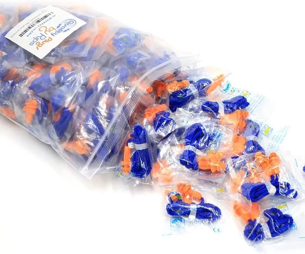 Quality Plugs by Rips Quality Plugs by Rips 100 Pairs Soft Silicone Corded Ear Plugs Orange 25dB — product photo