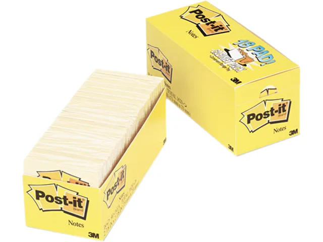 Post-it Post-it 654-18CP Sticky Notes, 18 pads of 90 sheets, Canary Yellow — product photo
