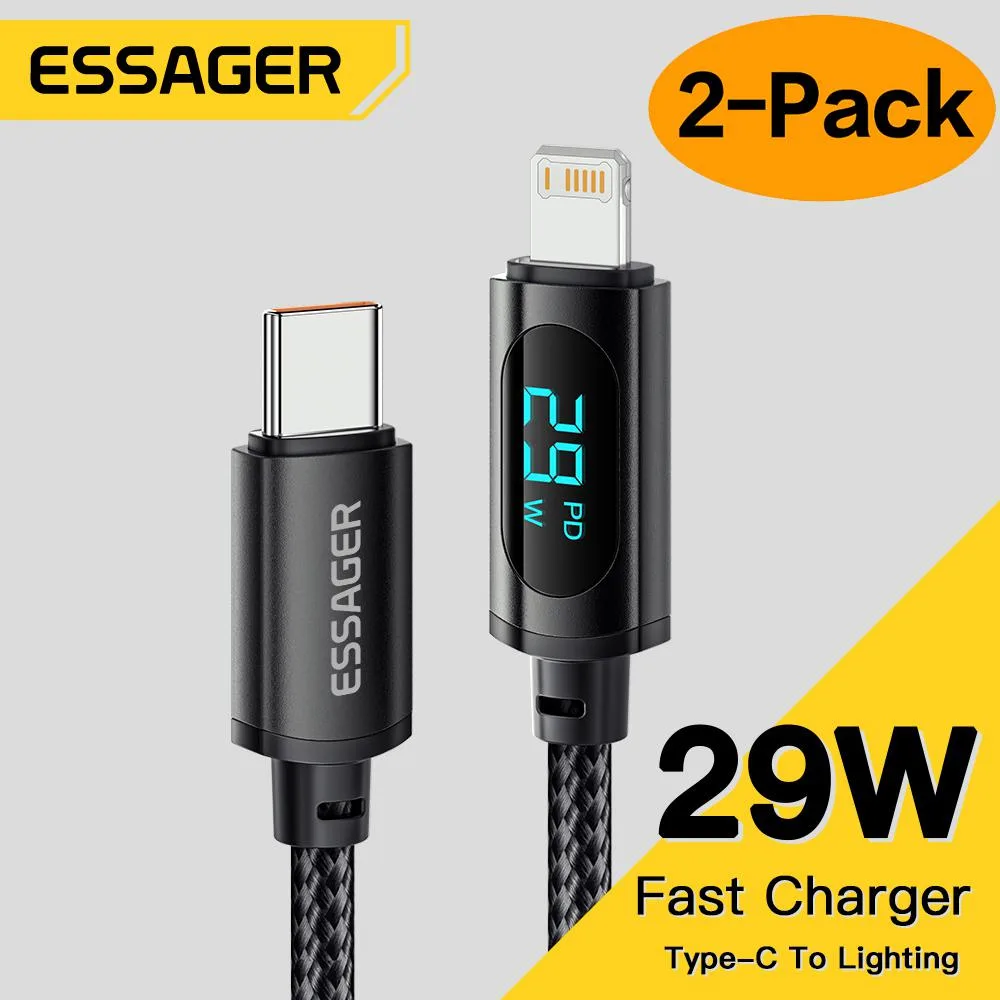 LUOM LUOM Essager XRI USB-C to Lightning Cable 3.3ft 29W MFi Black 2Pack — product photo