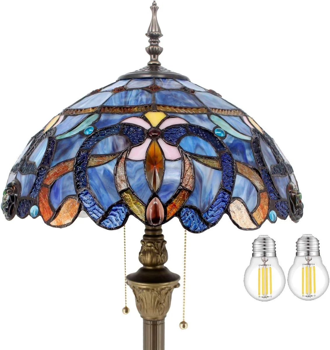 TUKO TUKO Tiffany Floor Lamp Blue Purple Cloudy Stained Glass S558 Series — product photo