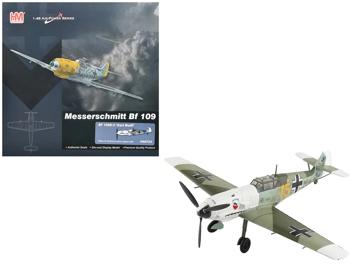 Hobby Master Hobby Master Messerschmitt Bf 109E-3 "Yellow 15" 1/48 Diecast hobby collectible — product photo