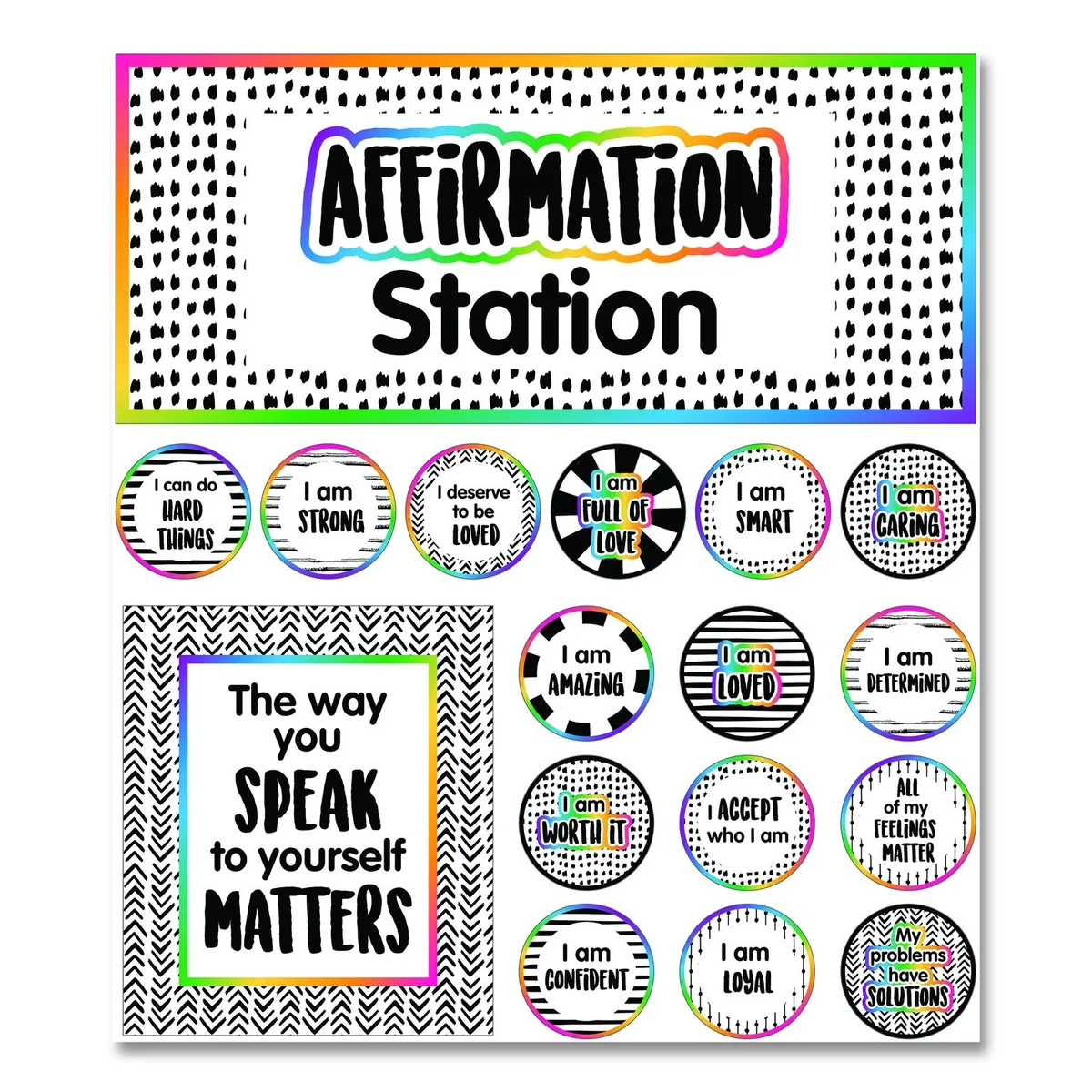 Carson-Dellosa Publishing Carson-Dellosa Publishing Affirmation Station Bulletin Board Set 32 pc 13.8" x 16" Multicolor 110569 — product photo