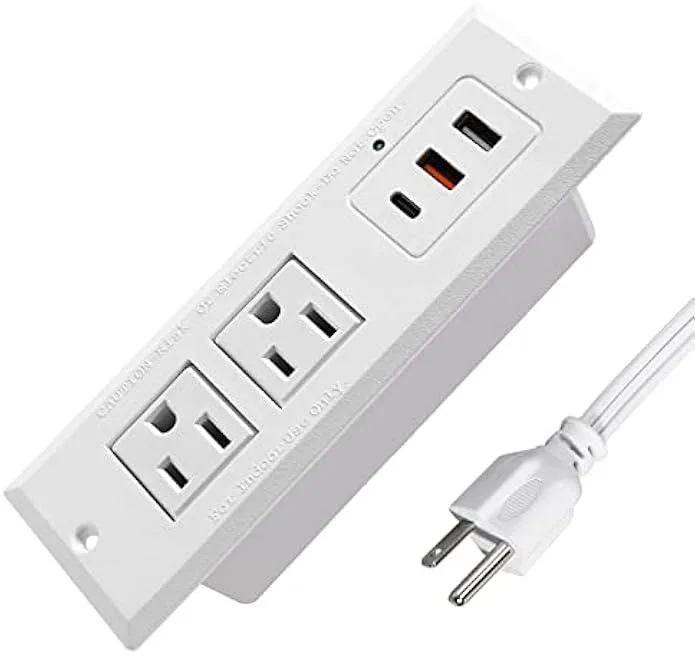 TAURKENAM TAURKENAM Recessed Power Strip USB-C 20W PD 6.56ft White — product photo