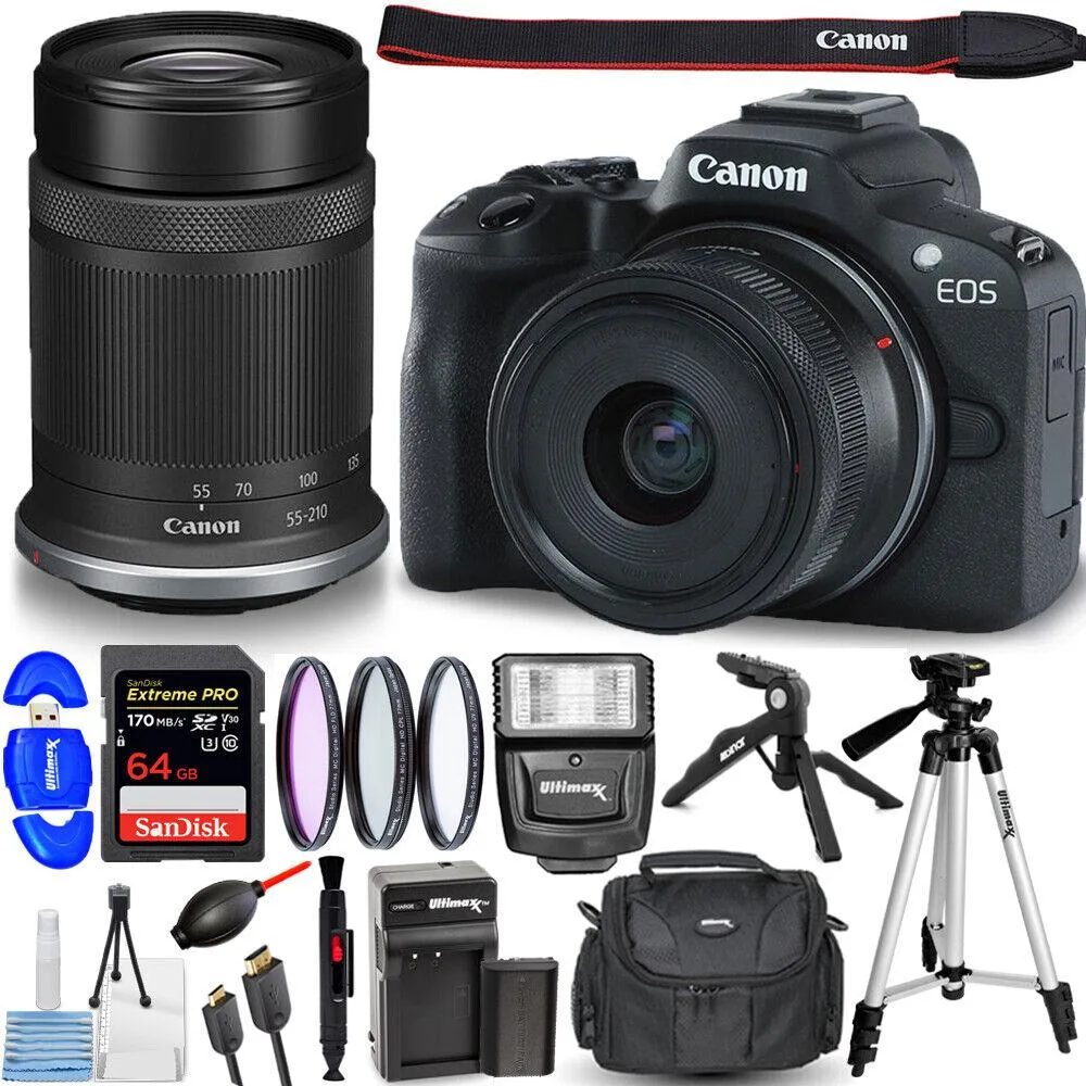 Canon International Canon EOS R50 Mirrorless Camera 18-45mm 55-210mm Kit 64GB Bundle — product photo