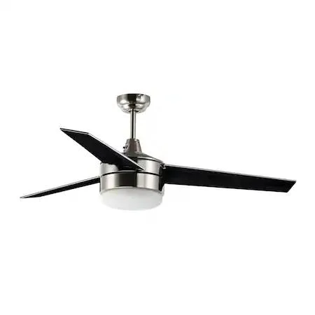 52 inch satin nickel and black ceiling fan with two lights
