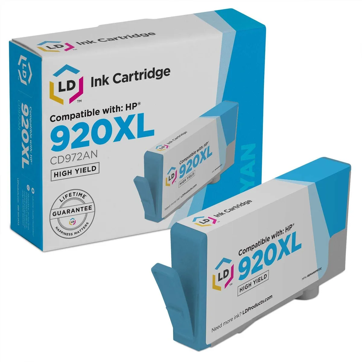 LD Products LD Products HP 920XL CD972AN High Yield Cyan Ink Cartridge 700 Pages — product photo