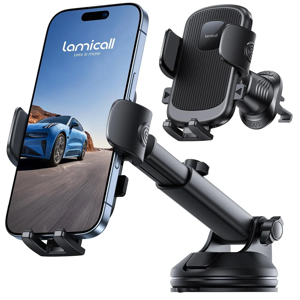  Lamicall STCD07-US-B phone mount 3-in-1 70LBS suction vent dashboard — product photo
