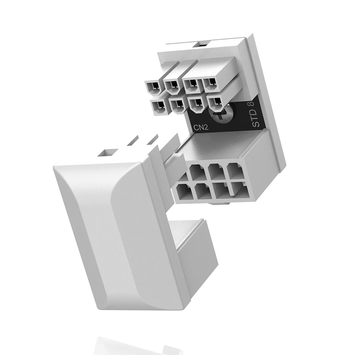 Vszerda Vszerda PCIe 8 Pin 180 Degree U Turn Adapter Standard Type 2-Pack White internal power cable — product photo