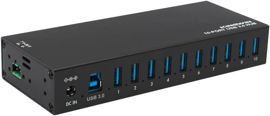TAURKENAM TAURKENAM 10-port USB 3.0 hub with 12V power adapter — product photo