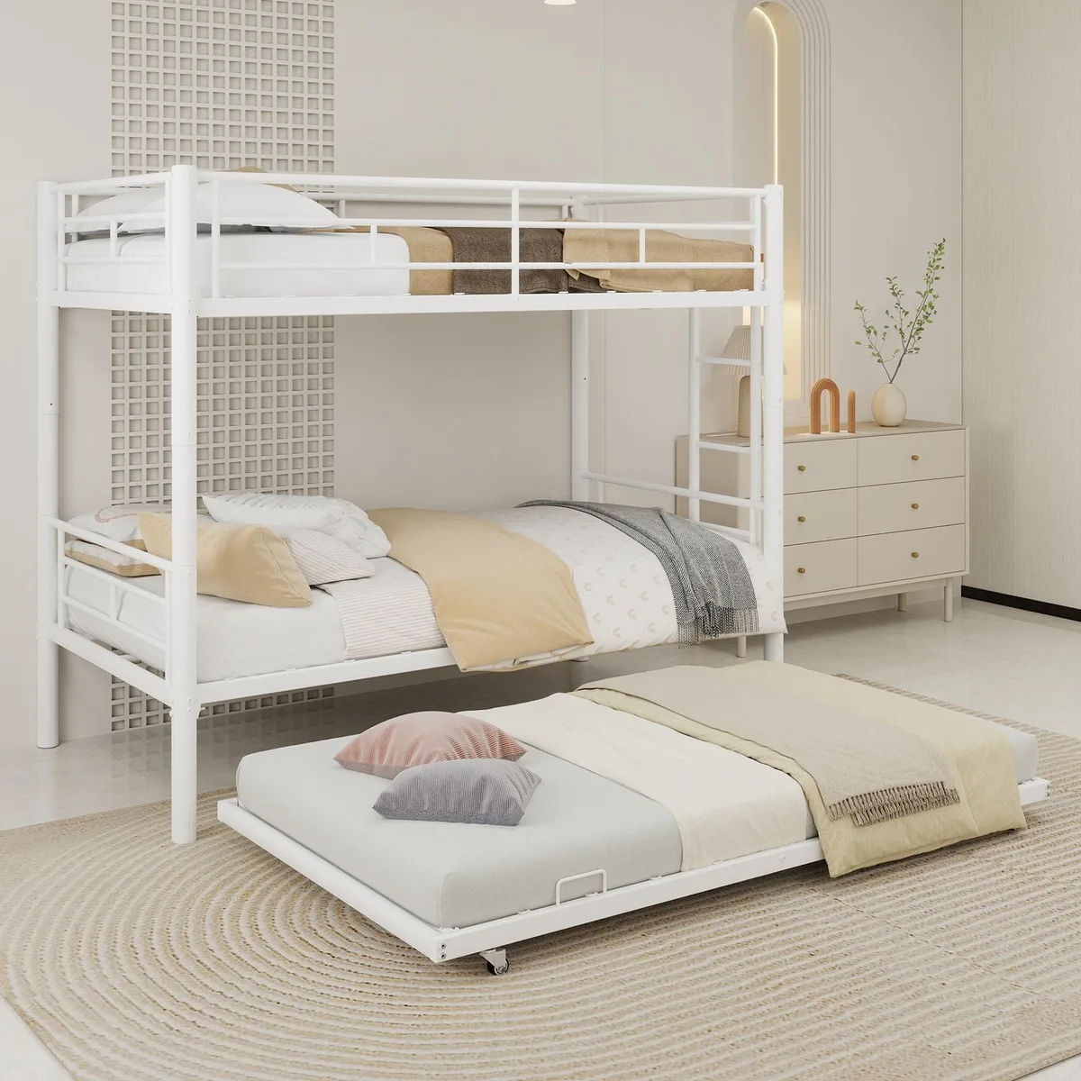 tuphen tuphen Twin over Twin Bunk Bed White 77" L 40.3" W 61.4" H 350lbs — product photo