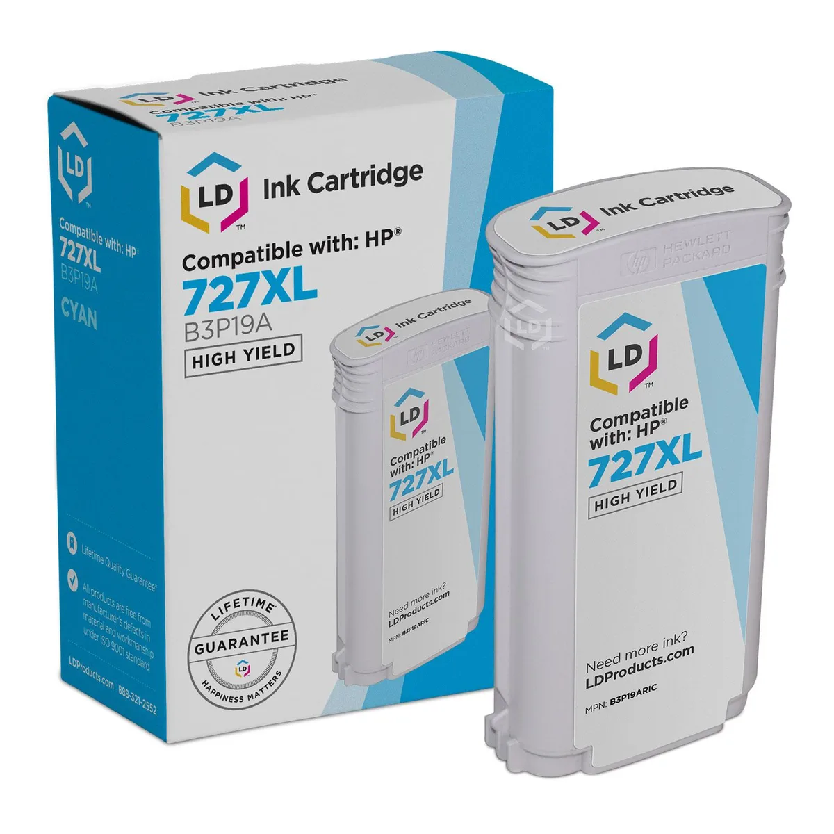 LD Products LD Products HP 727XL B3P19A High Yield Cyan Ink Cartridge 4000 Pages — product photo