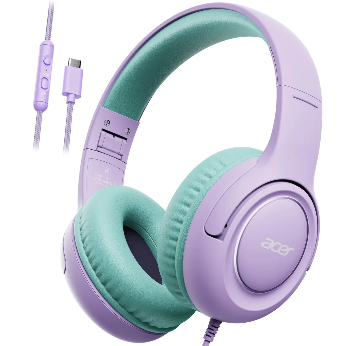  Acer HK03C USB-C Kids Headphones Green 85/94dB portable audio — product photo