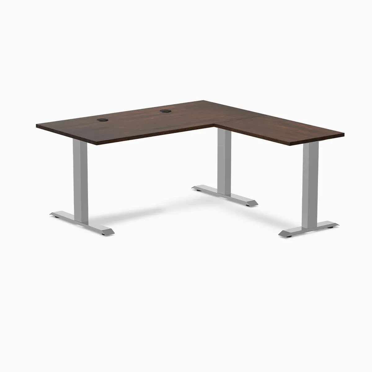 Desky Desky Zero Rubberwood L-Shape Desk Dark Walnut / Grey 60 x 30 x 62 x 20 in with Grommets — product photo