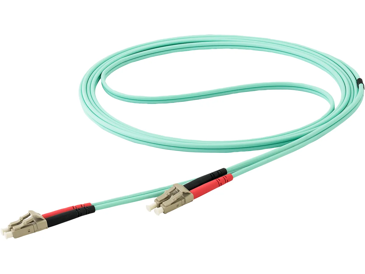 STARTECH STARTECH 450FBLCLC15 15 m OM4 LC to LC Duplex Fibre Optic Cable Aqua 50/125 LSZH 100Gbps — product photo