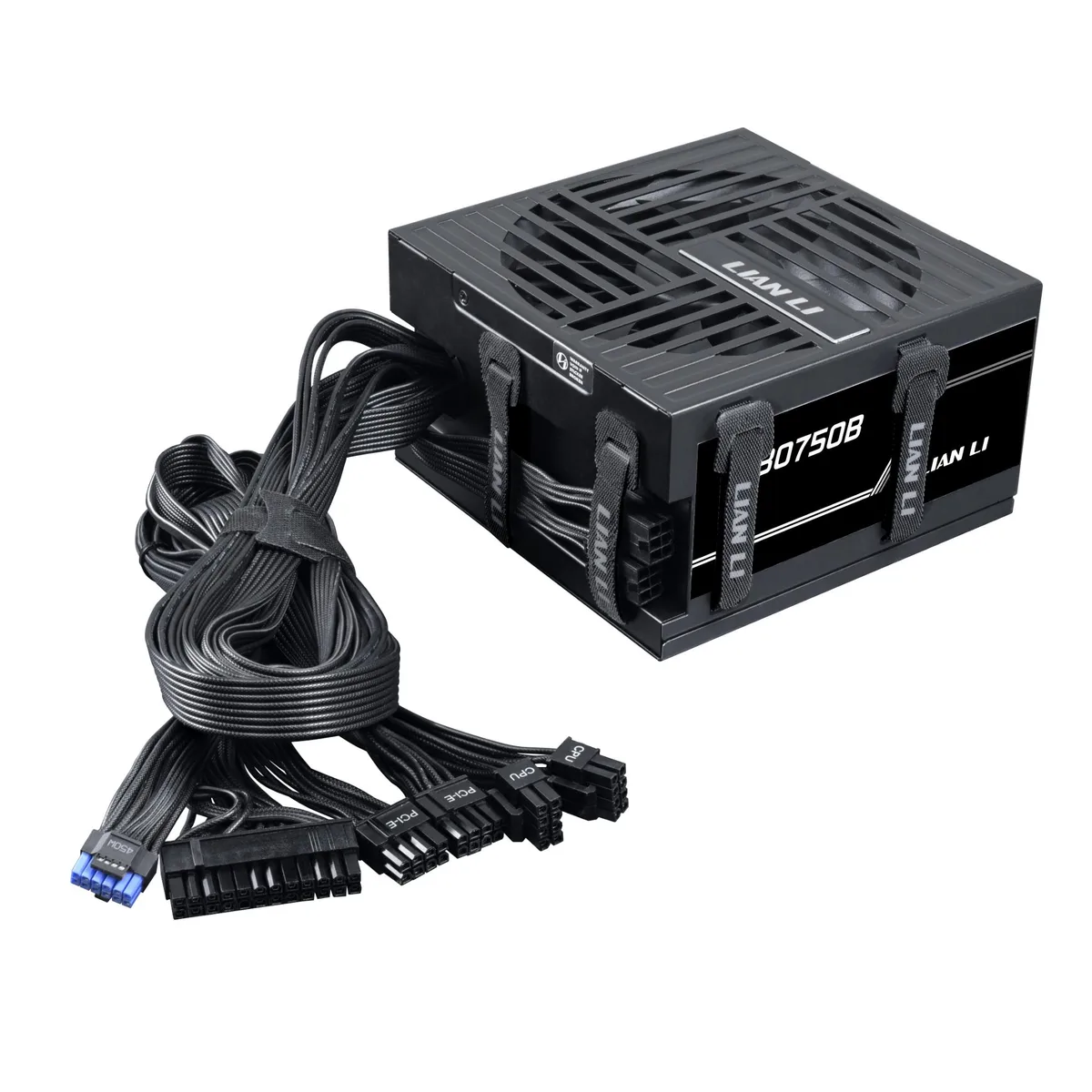 Lian Li Lian Li RB 750W power supply, 80 Plus Bronze, ATX 3.1, PCIe 5.1, 135mm fan, non-modular, black — product photo