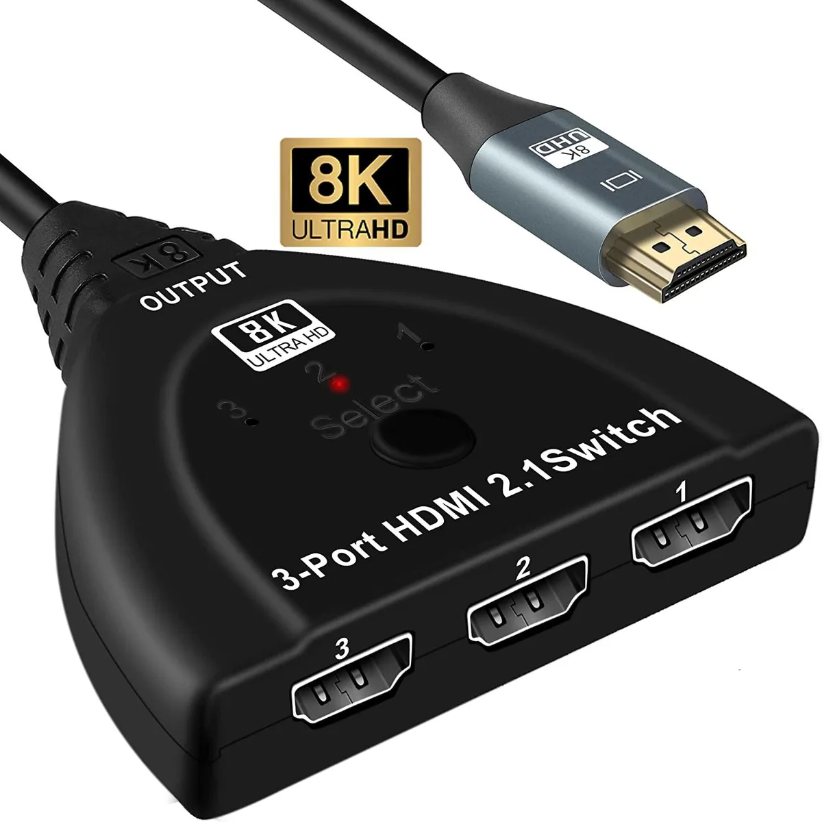 noelspace noelspace 3-port HDMI 2.1 KVM switch 8K@60Hz 4K@120Hz 48Gbps — product photo
