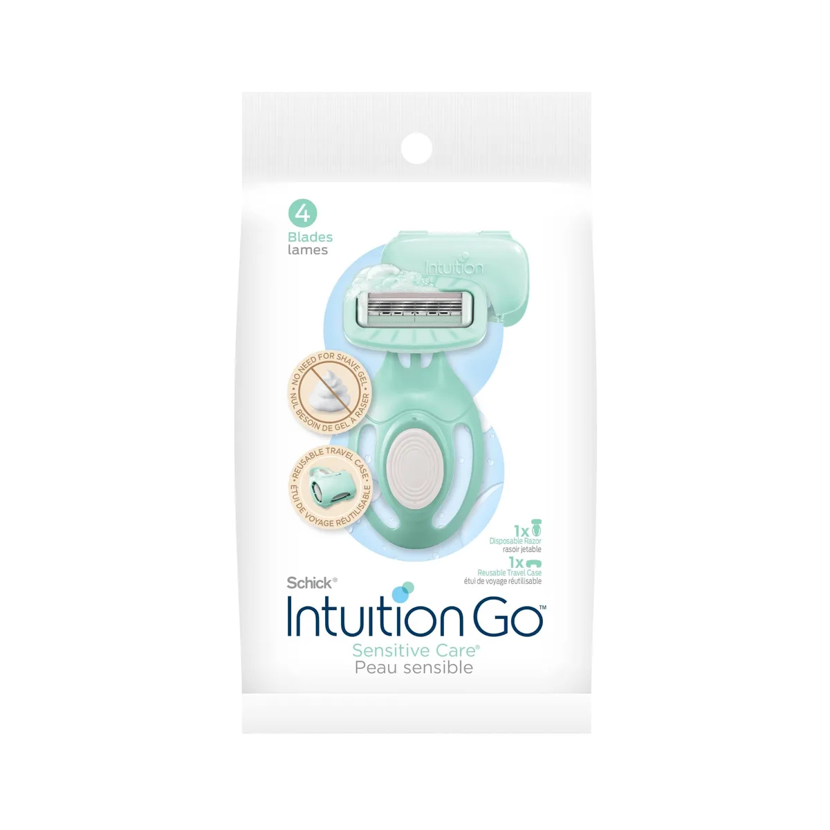 Schick Intuition Go Sensitive Care Disposable Razor 1ct with Travel Case — product photo