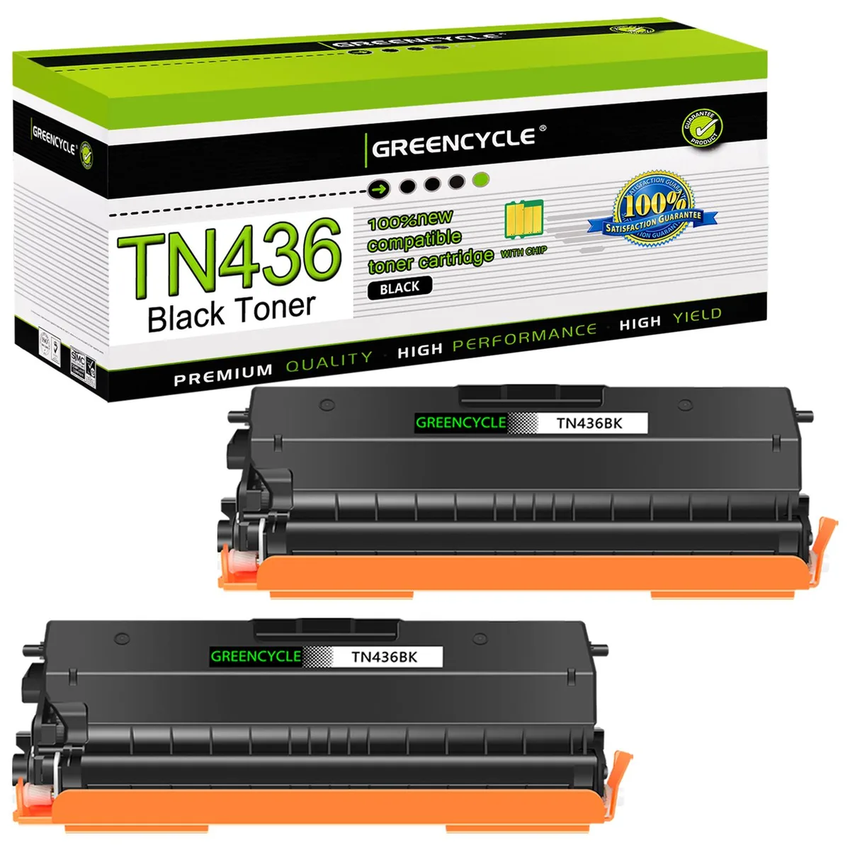 GREENCYCLE GREENCYCLE TN436 Black Toner Cartridge 2 Pack 6500 Pages — product photo
