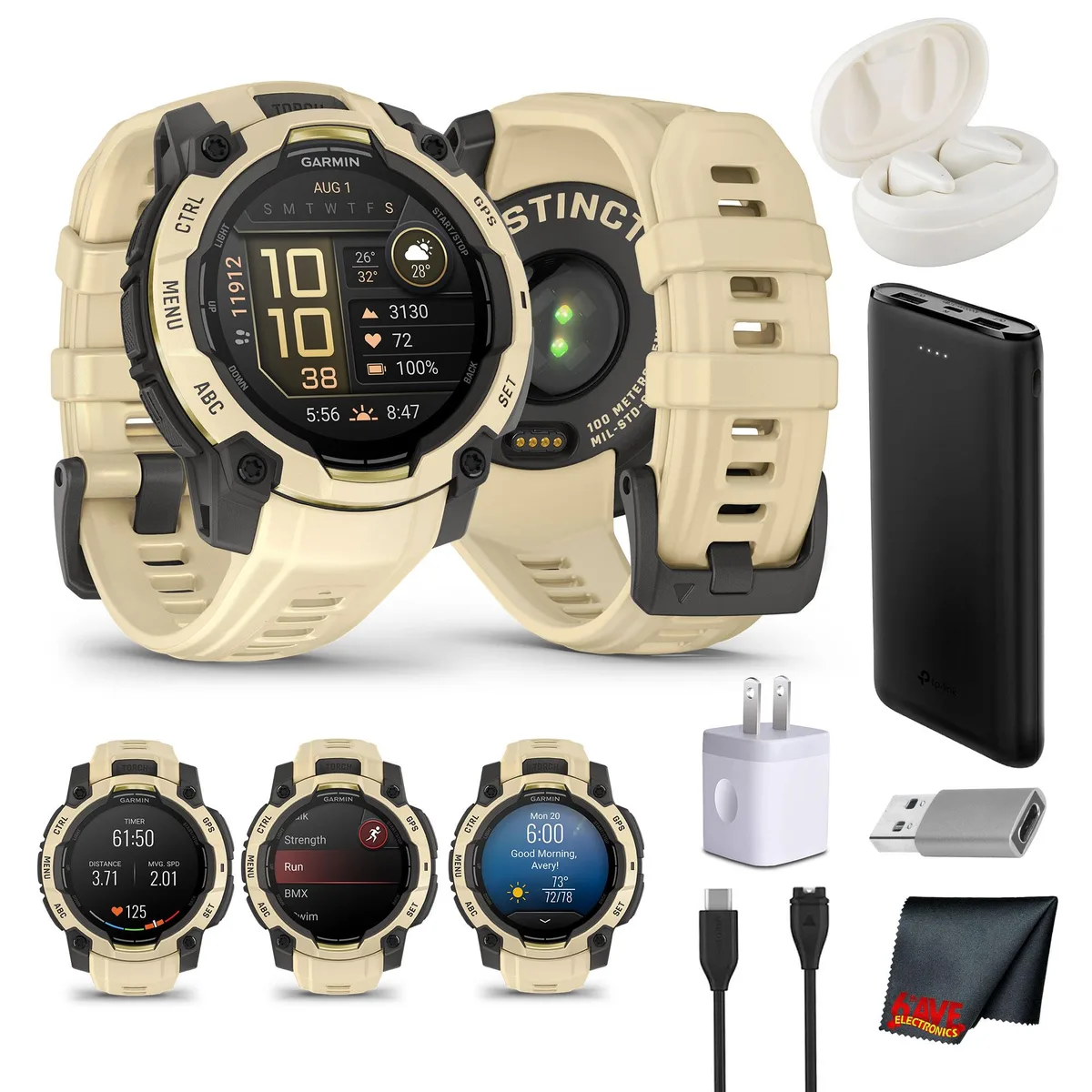 Garmin Garmin Instinct 3 45mm AMOLED Citrine GPS Smartwatch 18 Day Bundle — product photo