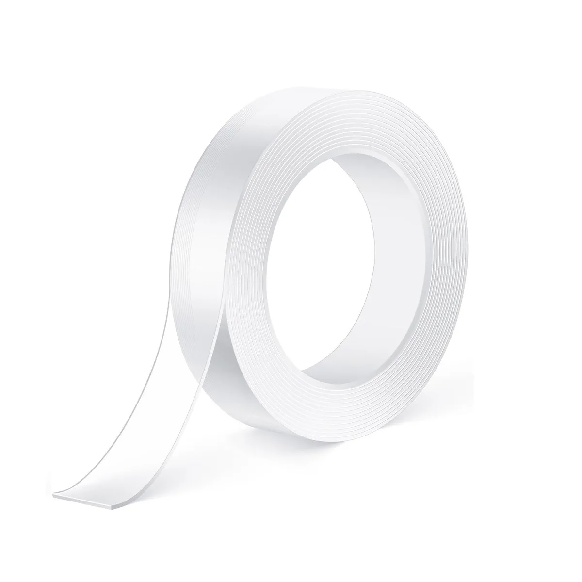 Two clear foam tape rolls, 1mm thick, 1.3cm wide, 3m long each