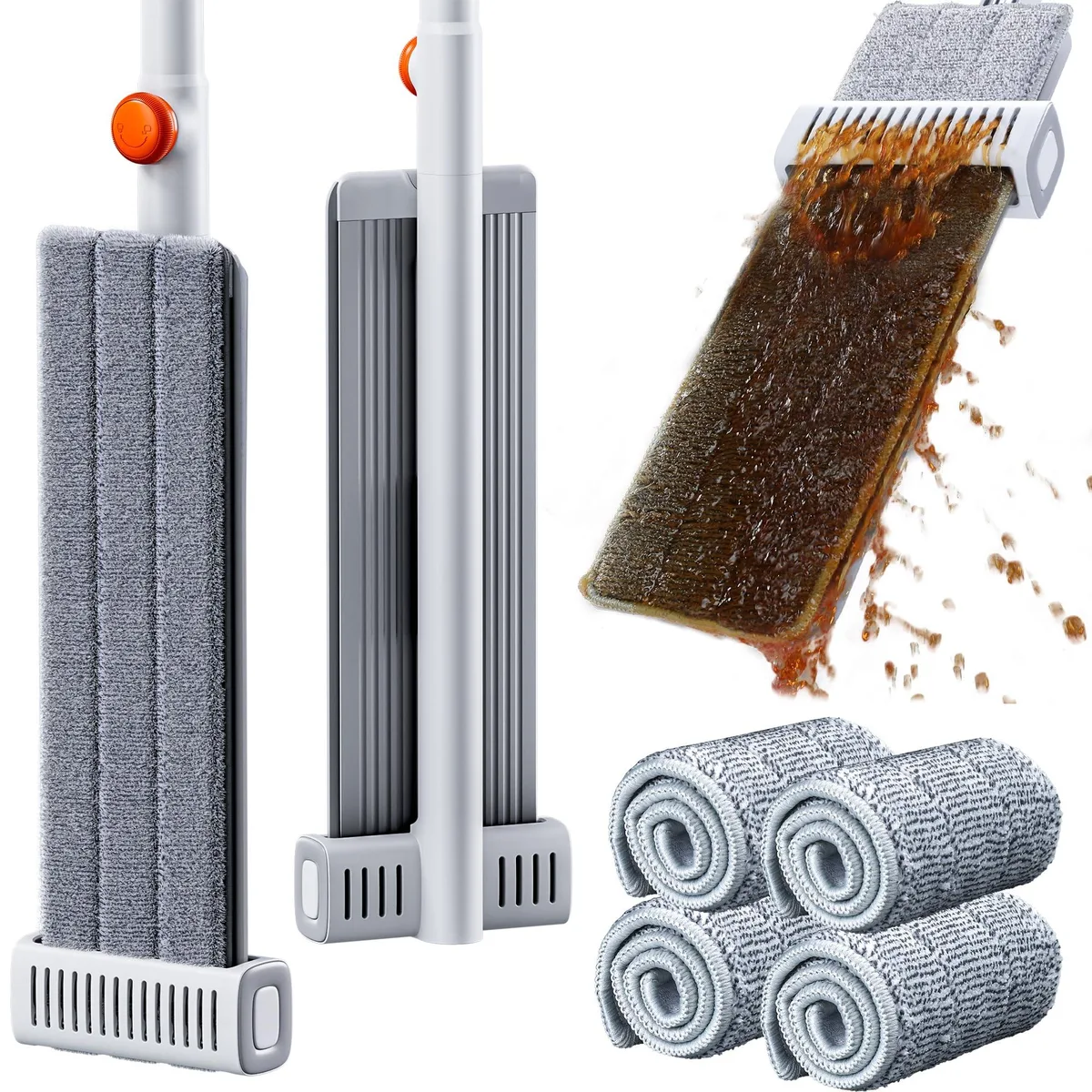 3M self-wringing microfiber mop with 52-inch handle and four pads