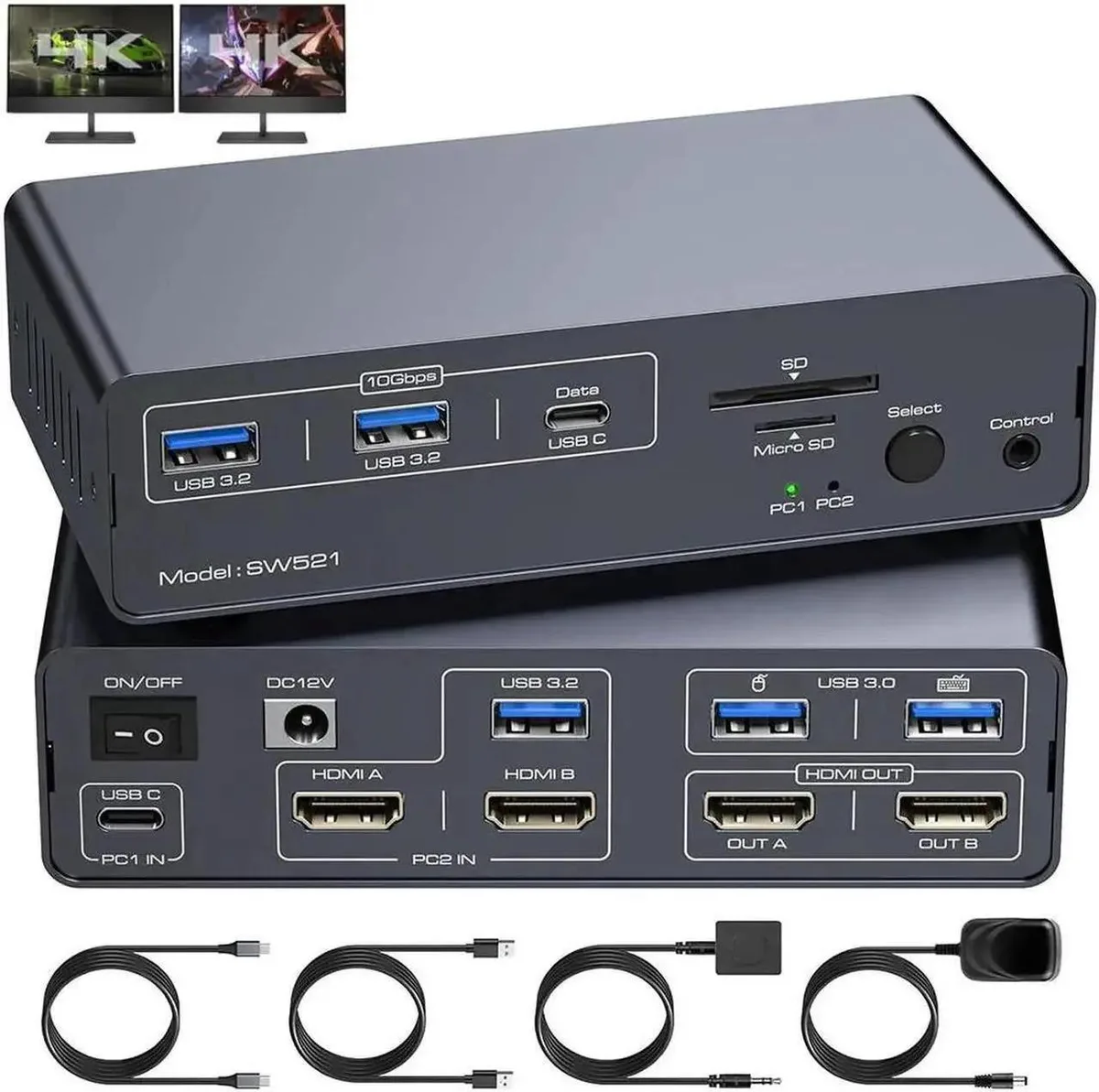 Vszerda Vszerda 13-in-1 USB-C HDMI KVM Switch 4K60Hz EDID — product photo